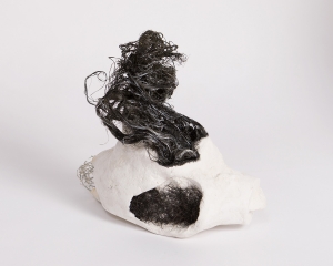 Untitled, paper cache clay, faux-horsehair, wire, jute fibres, acrylic paint, 2022