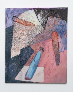 Three Flicks, oil, sand, pumice on canvas, 86 x 71cm